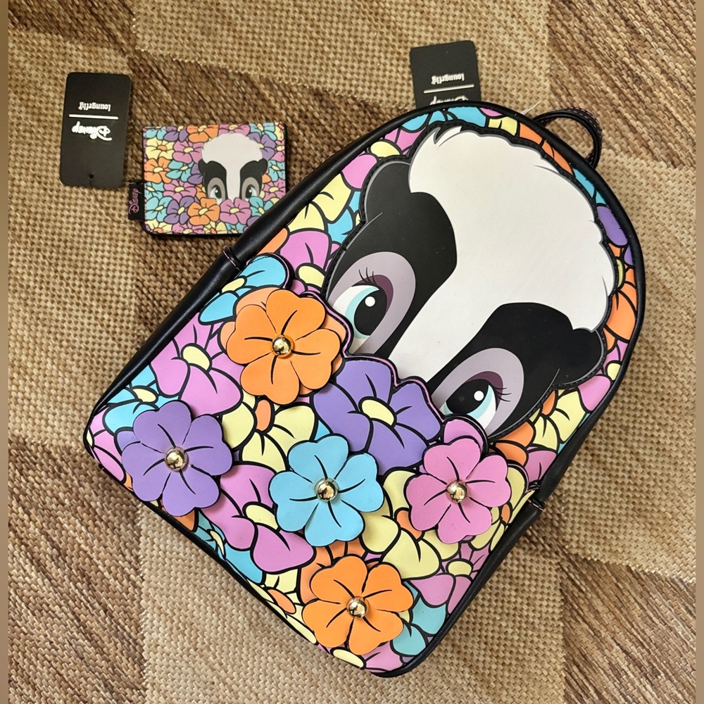NWT Disney Bambi “flower” loungefly mini backpack and wallet